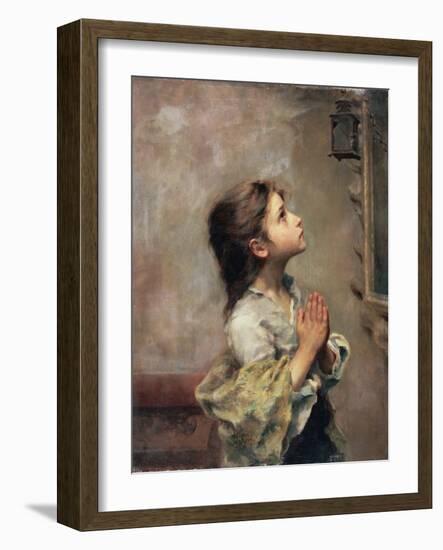 Praying Girl, Italian Painting of 19th Century-Roberto Ferruzzi-Framed Giclee Print