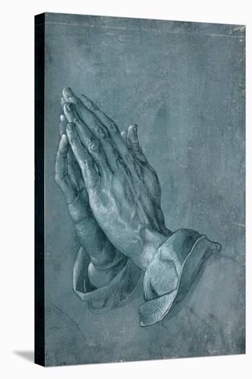 Praying Hands, 1508, Point of Brush and Black Ink, Heightened with White, on Blue Prepared Paper-Albrecht Dürer-Stretched Canvas