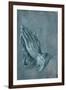 Praying Hands, 1508, Point of Brush and Black Ink, Heightened with White, on Blue Prepared Paper-Albrecht Dürer-Framed Giclee Print