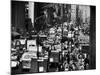 Pre-Christmas Holiday Traffic on 57th Avenue, Teeming with Double Decker Busses, Trucks and Cars-Andreas Feininger-Mounted Photographic Print