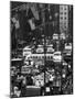Pre-Christmas Holiday Traffic on 57th Avenue, Teeming with Double Decker Busses, Trucks and Cars-Andreas Feininger-Mounted Photographic Print