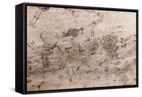 Pre-Columbian Rock Paintings inside La Linea Limestone Cave, Dominican Republic-Reinhard Dirscherl-Framed Stretched Canvas