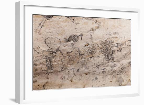 Pre-Columbian Rock Paintings inside La Linea Limestone Cave, Dominican Republic-Reinhard Dirscherl-Framed Photographic Print