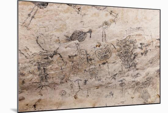 Pre-Columbian Rock Paintings inside La Linea Limestone Cave, Dominican Republic-Reinhard Dirscherl-Mounted Photographic Print