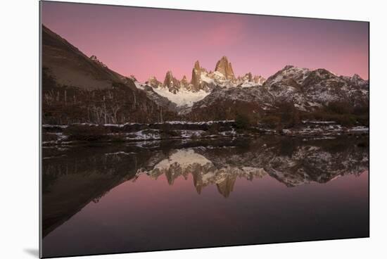 Pre dawn colours with reflection of Mount Fitz Roy, Los Glaciares National Park, Argentina-Ed Rhodes-Mounted Photographic Print