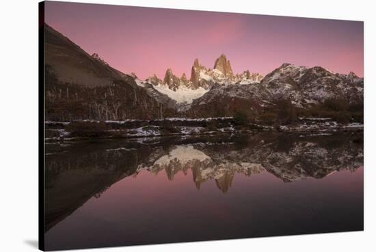 Pre dawn colours with reflection of Mount Fitz Roy, Los Glaciares National Park, Argentina-Ed Rhodes-Stretched Canvas