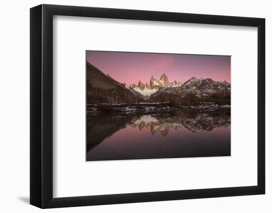 Pre dawn colours with reflection of Mount Fitz Roy, Los Glaciares National Park, Argentina-Ed Rhodes-Framed Photographic Print