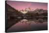 Pre dawn colours with reflection of Mount Fitz Roy, Los Glaciares National Park, Argentina-Ed Rhodes-Stretched Canvas