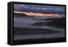 Pre Dawn Fog at Yellowstone River, Wyoming-Vincent James-Framed Stretched Canvas