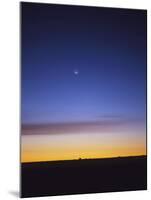 Pre-Dawn Sky with Waning Crescent Moon, Jupiter at Top, and Mercury at Lower Center-null-Mounted Photographic Print