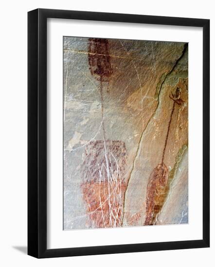 Pre-Historic Native American Pictographs at Bear Gulch near Lewistown, Montana, USA-Chuck Haney-Framed Photographic Print