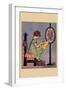 Pre-Teen Cross-Stitches a Fabric-null-Framed Art Print