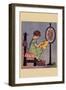 Pre-Teen Cross-Stitches a Fabric-null-Framed Art Print