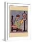 Pre-Teen Cross-Stitches a Fabric-null-Framed Art Print