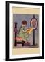 Pre-Teen Cross-Stitches a Fabric-null-Framed Art Print