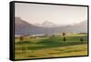 Prealps Landscape and Forggensee Lake at Sunset-Markus Lange-Framed Stretched Canvas