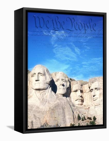 Preamble to US Constitution Above Mount Rushmore-Joseph Sohm-Framed Stretched Canvas