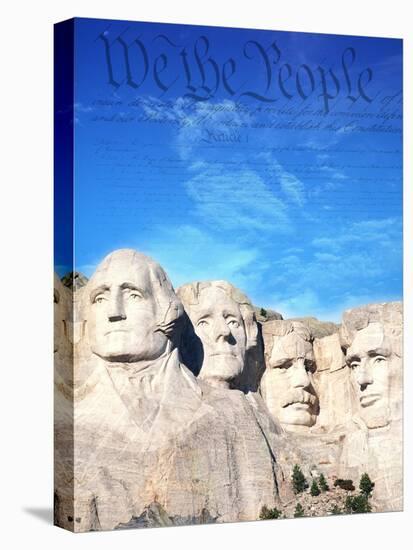 Preamble to US Constitution Above Mount Rushmore-Joseph Sohm-Stretched Canvas