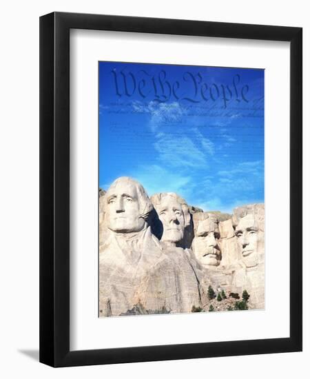 Preamble to US Constitution Above Mount Rushmore-Joseph Sohm-Framed Premium Photographic Print