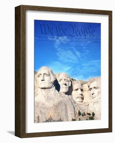 Preamble to US Constitution Above Mount Rushmore-Joseph Sohm-Framed Photographic Print