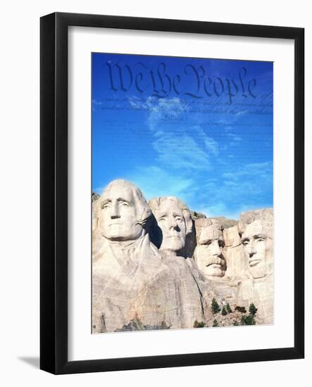 Preamble to US Constitution Above Mount Rushmore-Joseph Sohm-Framed Photographic Print