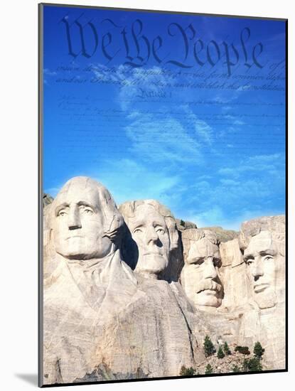 Preamble to US Constitution Above Mount Rushmore-Joseph Sohm-Mounted Photographic Print