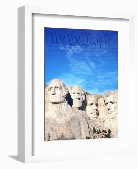 Preamble to US Constitution Above Mount Rushmore-Joseph Sohm-Framed Photographic Print