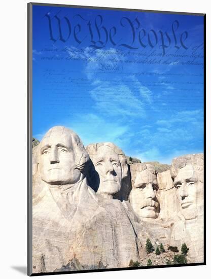 Preamble to US Constitution Above Mount Rushmore-Joseph Sohm-Mounted Photographic Print