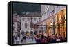 Pred Dvorom, People at Cafe at Dusk, Dubrovnik, Croatia, Europe-John Miller-Framed Stretched Canvas