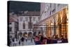 Pred Dvorom, People at Cafe at Dusk, Dubrovnik, Croatia, Europe-John Miller-Stretched Canvas