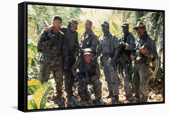 PREDATOR, 1987 directed by JOHN McTIERNAN Arnold Scharzenegger, Carl Weathers (center) and Jese Ven-null-Framed Stretched Canvas