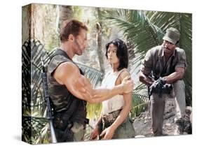 PREDATOR, 1987 directed by JOHN McTIERNAN Arnold Scharzenegger, Elpidia Carrillo and Carl Weathers -null-Stretched Canvas