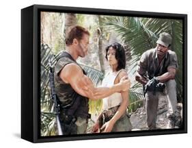 PREDATOR, 1987 directed by JOHN McTIERNAN Arnold Scharzenegger, Elpidia Carrillo and Carl Weathers -null-Framed Stretched Canvas