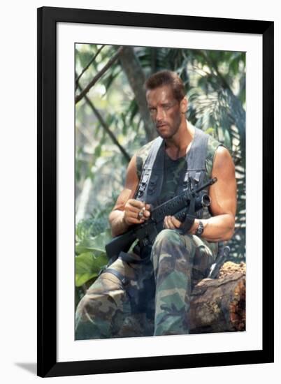 PREDATOR, 1987 directed by JOHN McTIERNAN Arnold Scharzenegger (photo)-null-Framed Photo