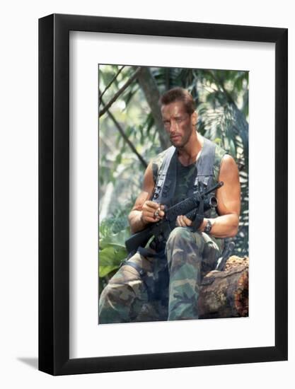 PREDATOR, 1987 directed by JOHN McTIERNAN Arnold Scharzenegger (photo)-null-Framed Photo