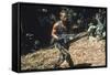 PREDATOR, 1987 directed by JOHN McTIERNAN Arnold Scharzenegger (photo)-null-Framed Stretched Canvas