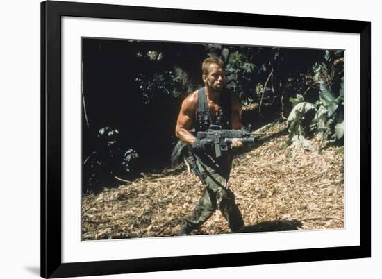 PREDATOR, 1987 directed by JOHN McTIERNAN Arnold Scharzenegger (photo)-null-Framed Photo