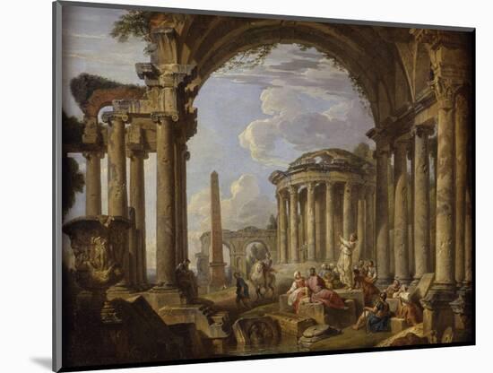 Prédication dans des ruines antiques-Giovanni Paolo Pannini-Mounted Giclee Print