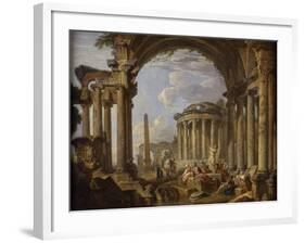 Prédication dans des ruines antiques-Giovanni Paolo Pannini-Framed Giclee Print