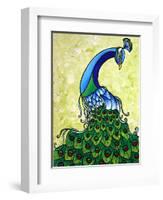 Preening Peacock-Megan Aroon Duncanson-Framed Art Print