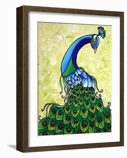 Preening Peacock-Megan Aroon Duncanson-Framed Art Print