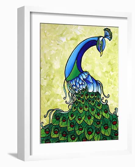 Preening Peacock-Megan Aroon Duncanson-Framed Art Print