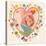 Pregnancy Concept Card in Cartoon Style. Baby and Mother in Love inside Hearts and Flowers-smilewithjul-Stretched Canvas