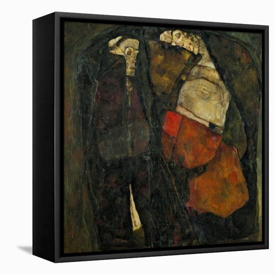 Pregnant Woman and Death-Egon Schiele-Framed Stretched Canvas