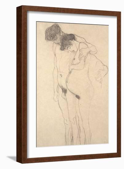 Pregnant Woman with Man: Study for Hoffnung I, C.1903-4-Gustav Klimt-Framed Giclee Print