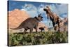 Prehistoric Battle Between a Triceratops and Tyrannosaurus Rex-null-Stretched Canvas