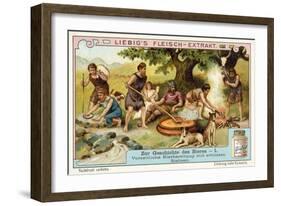 Prehistoric Beer Production Using Heated Stones-null-Framed Giclee Print