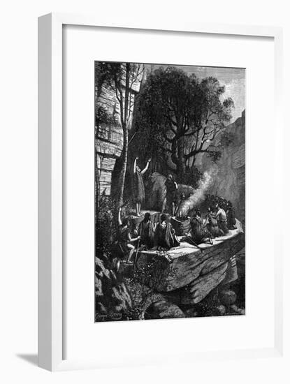 Prehistoric Cave Burial-Georges Devy-Framed Art Print