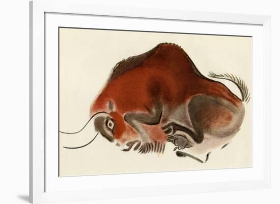 Prehistoric Cave Painting of a Charging Buffalo, Altamira, Spain-null-Framed Giclee Print