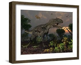 Prehistoric Dinosaurs Roam Freely Where Time Stands Still-Stocktrek Images-Framed Photographic Print